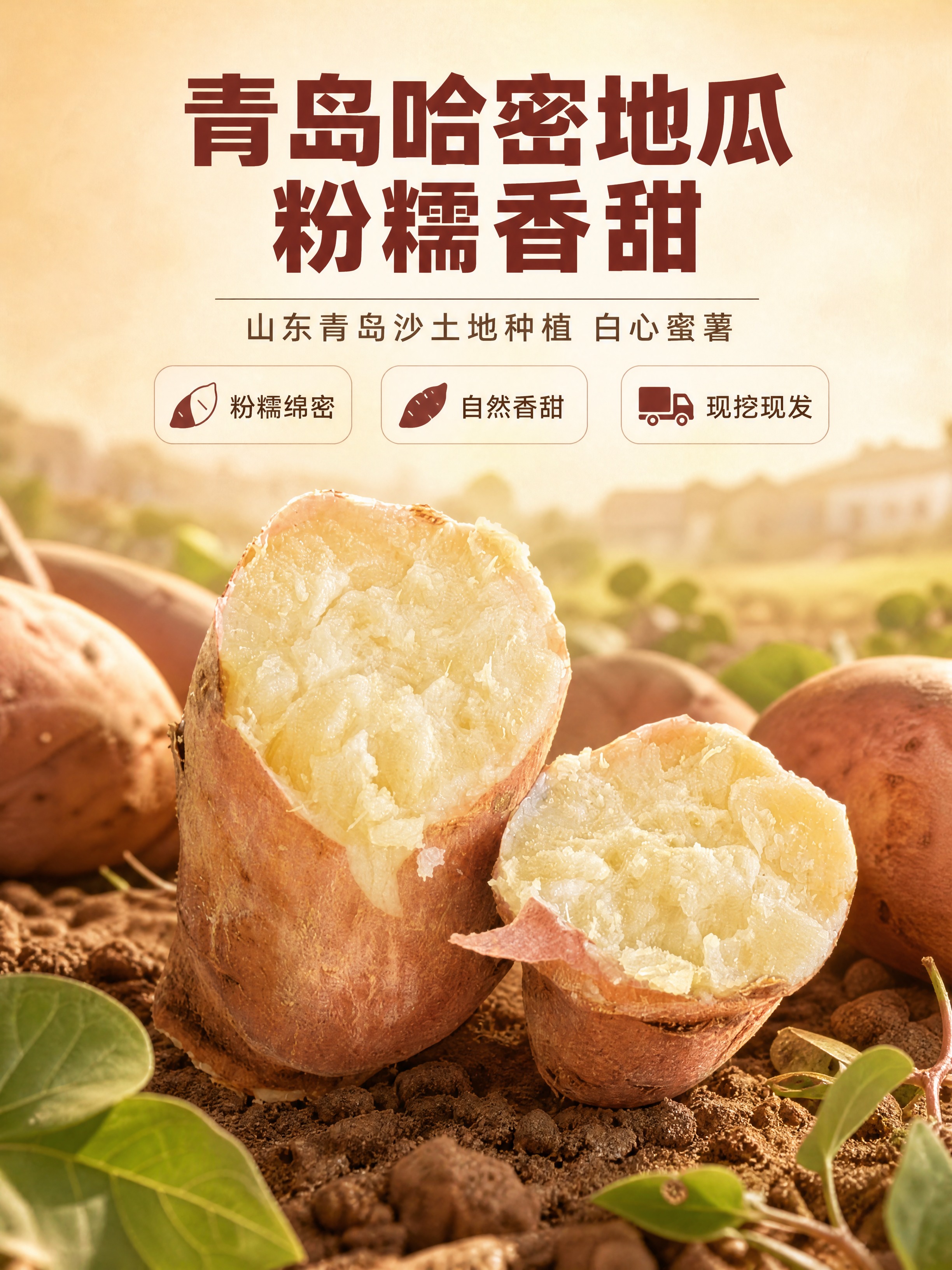 [商品] 使用【图1】山东青岛哈密地瓜（白心蜜薯）；保留红褐外… - 图片创意预览