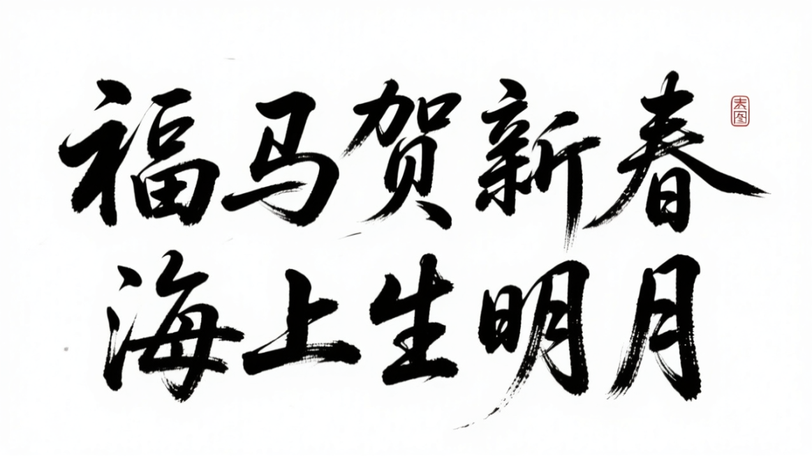 模仿风格，生成文字“福马贺新春”，白色背景。预览效果