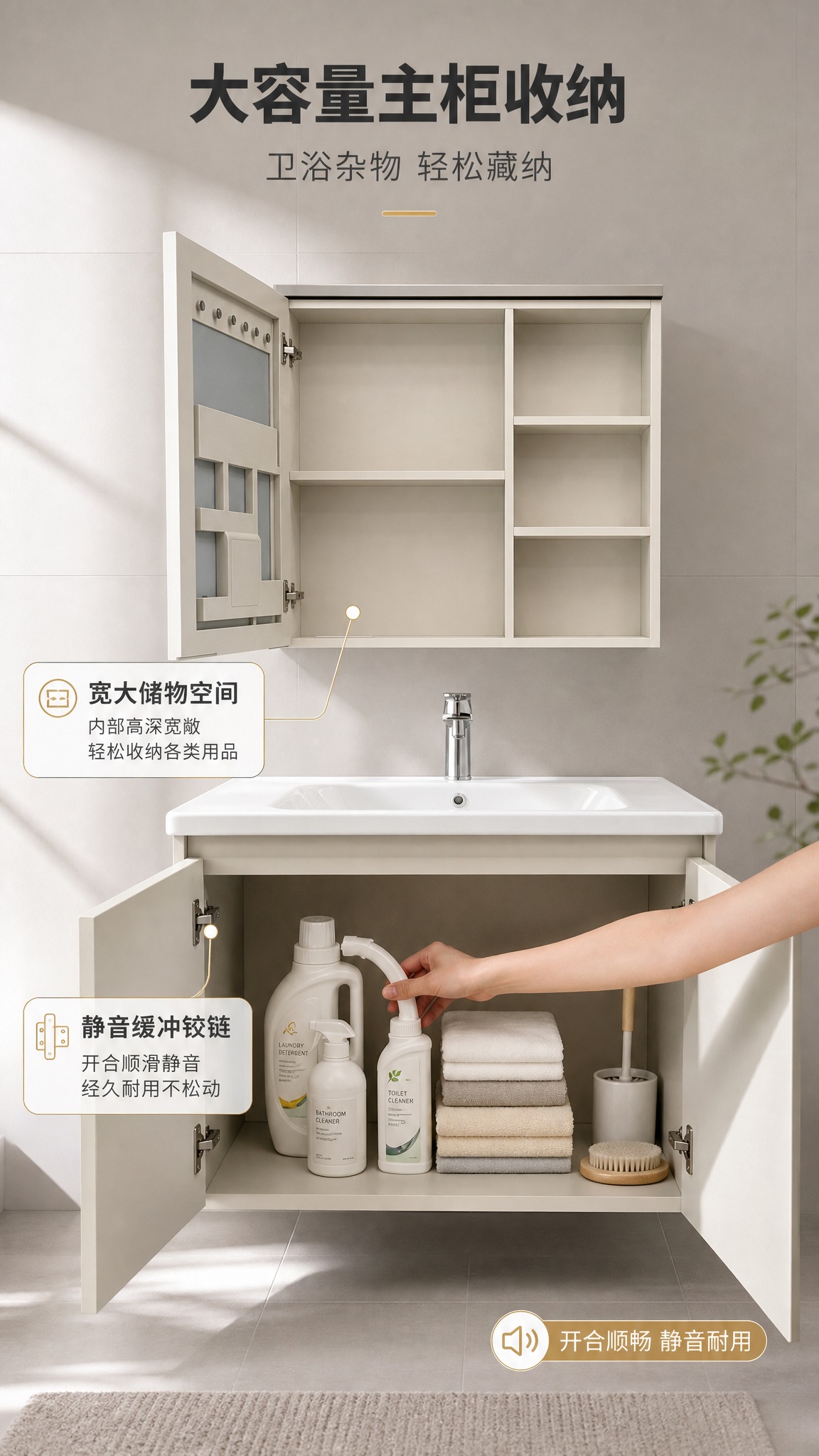 [商品] 使用【图1】米白色主柜双门开启动态图；保留主柜双门结… - 图片创意预览