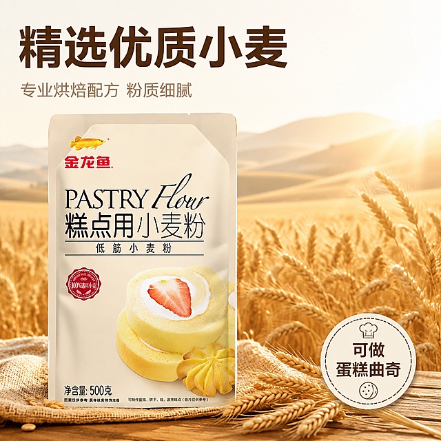 使用电商主图技能生成5张比例1:1的电商主图，适配平台为淘宝/天猫，商品为「图片1」「图片1」，商品卖点为小麦粉，家庭烘培好帮手，操作简单