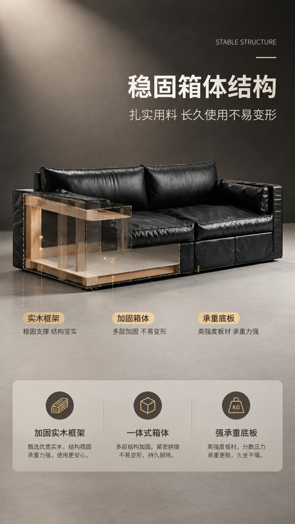 [商品] 使用【图1】黑色皮艺黑武士方块沙发；保留外观造型与黑… - 图片创意预览