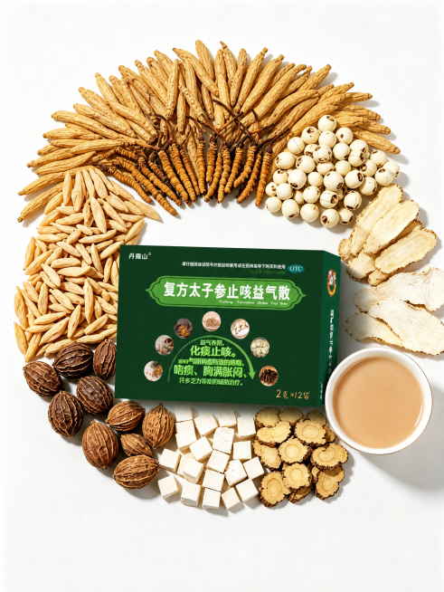 保持产品、其他药材和浅白底不变，使用已有的太子参、冬虫夏草等药材填满产品上方的空白区域，维持圆形环绕构图，比例保持3:4，整体协调自然，分辨率2K预览效果