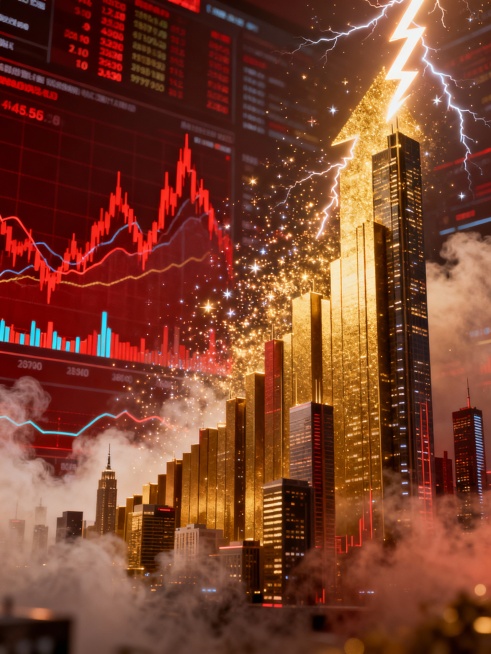 A 6:19 aspect ratio video capturing a time-lapse of a financial dashboard evolving from chaotic red预览效果
