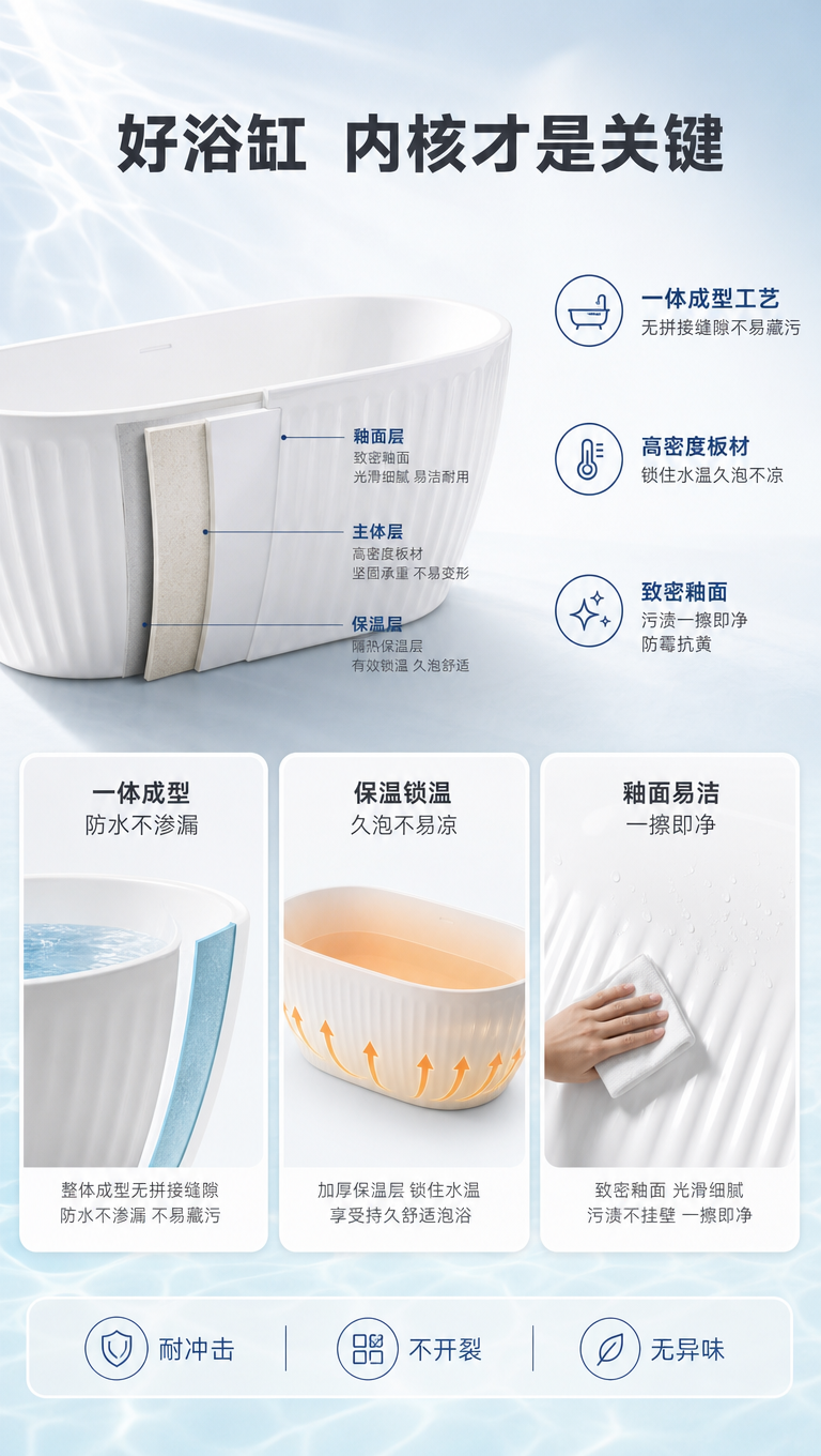 [商品] 使用【图1】澜境浮雕独立浴缸；保留白色竖纹肌理、椭圆… - 图片创意预览
