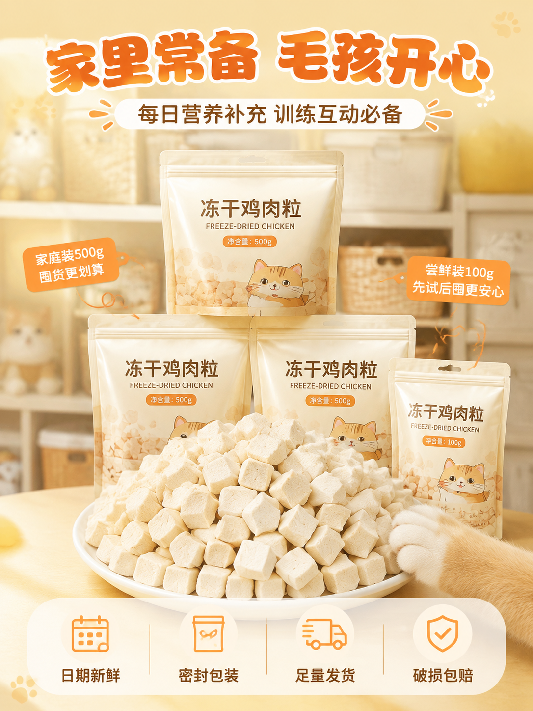 [商品] 使用【图1】冻干鸡肉粒；保留颗粒方正均匀、米白色、冻… - 图片创意预览