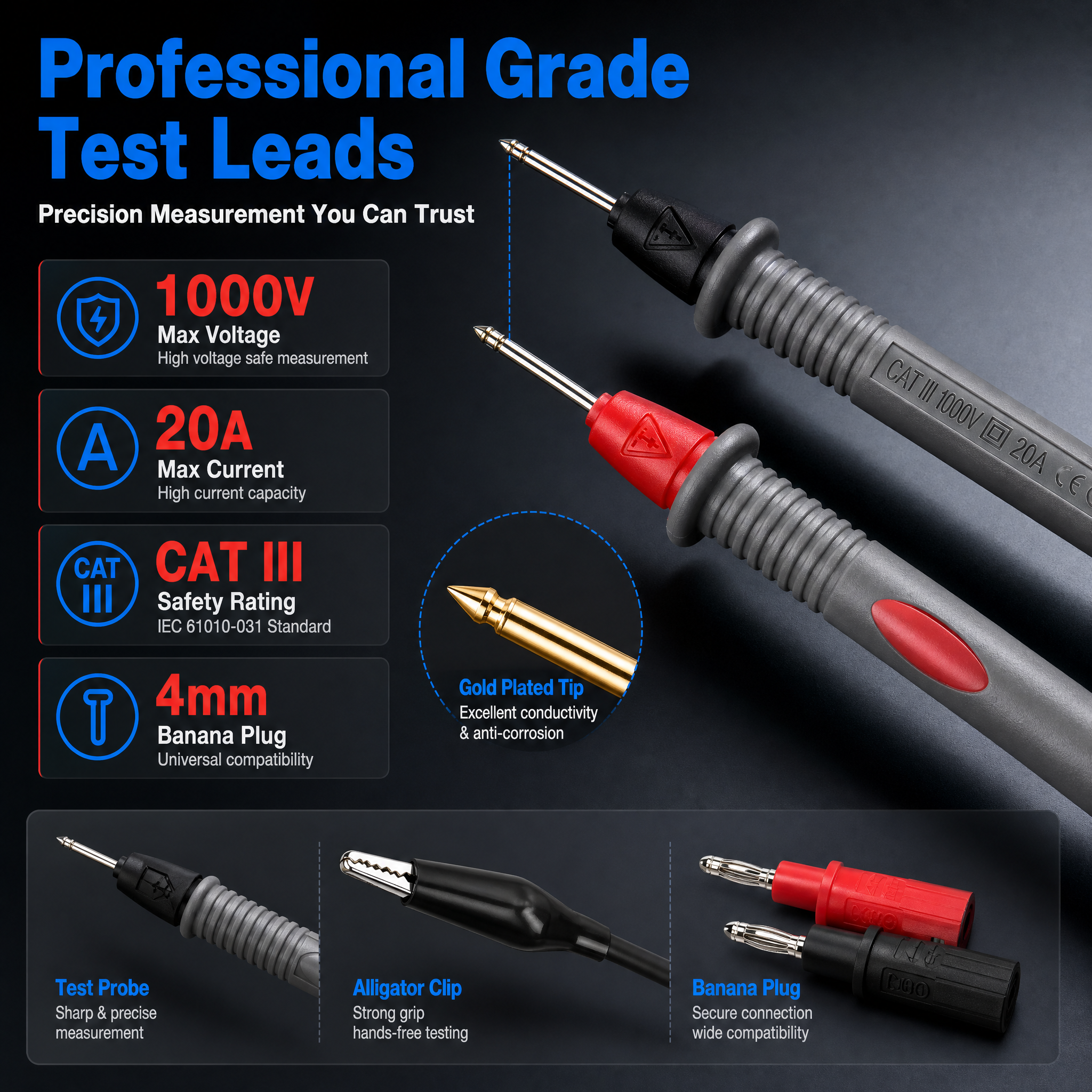 [主图-2] 核心卖点/规格参数。展示表笔的电气规格和材质优势… - 图片创意预览