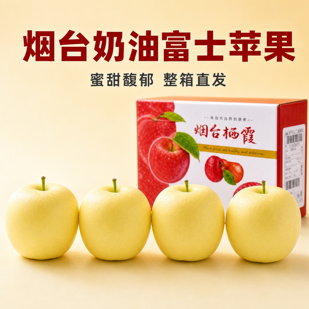 [主图-5] 烟台奶油富士苹果，核心卖点：蜜甜馥郁 整箱直发。… - 图片创意预览