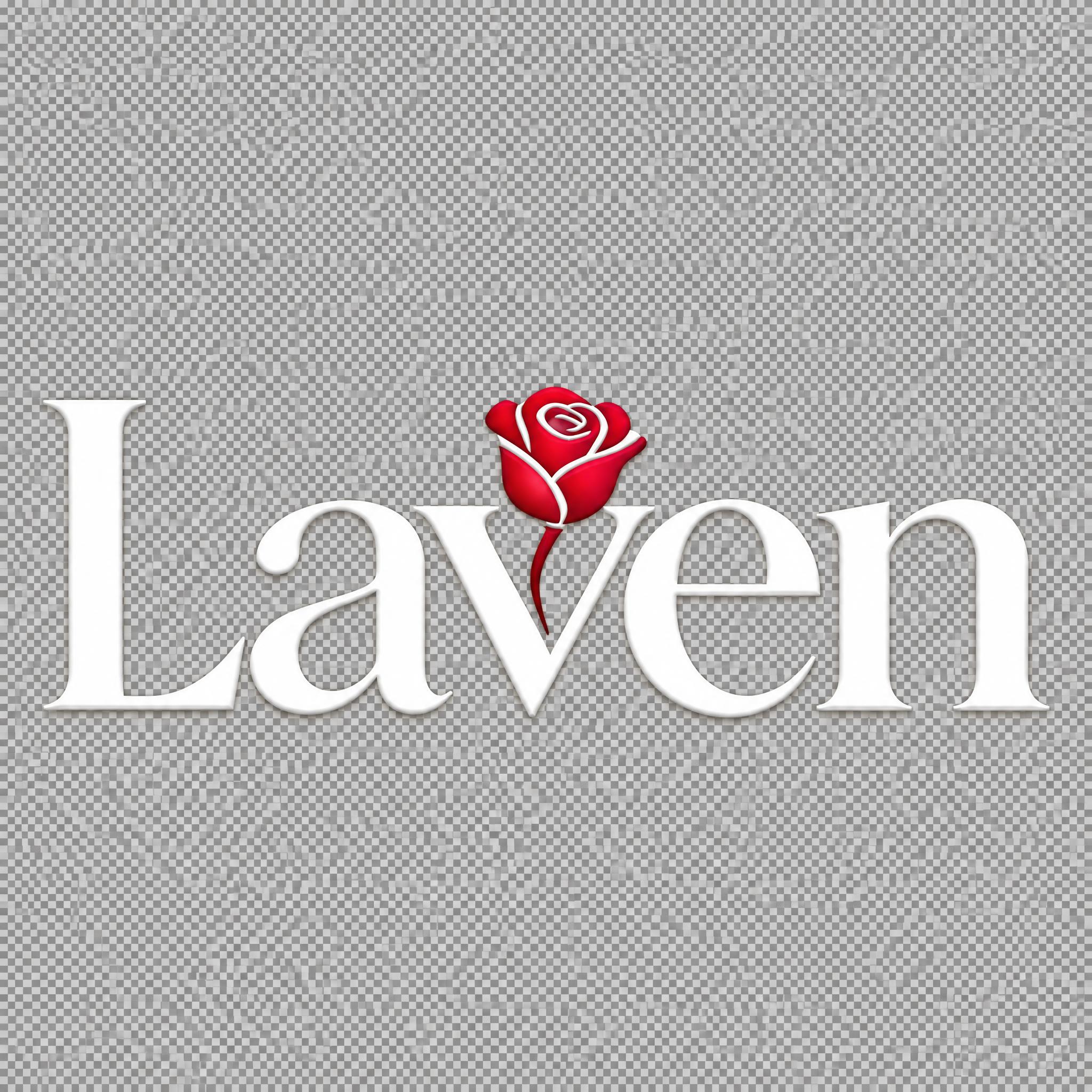 将Laven logo（包含白色Laven文字和红色玫瑰花图案… - 图片创意预览