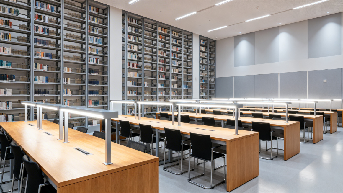 新加坡大学现代化图书馆内部，宽敞明亮，现代设计风格，干净的书桌和书架，适合学习氛围的留学主题配图预览效果