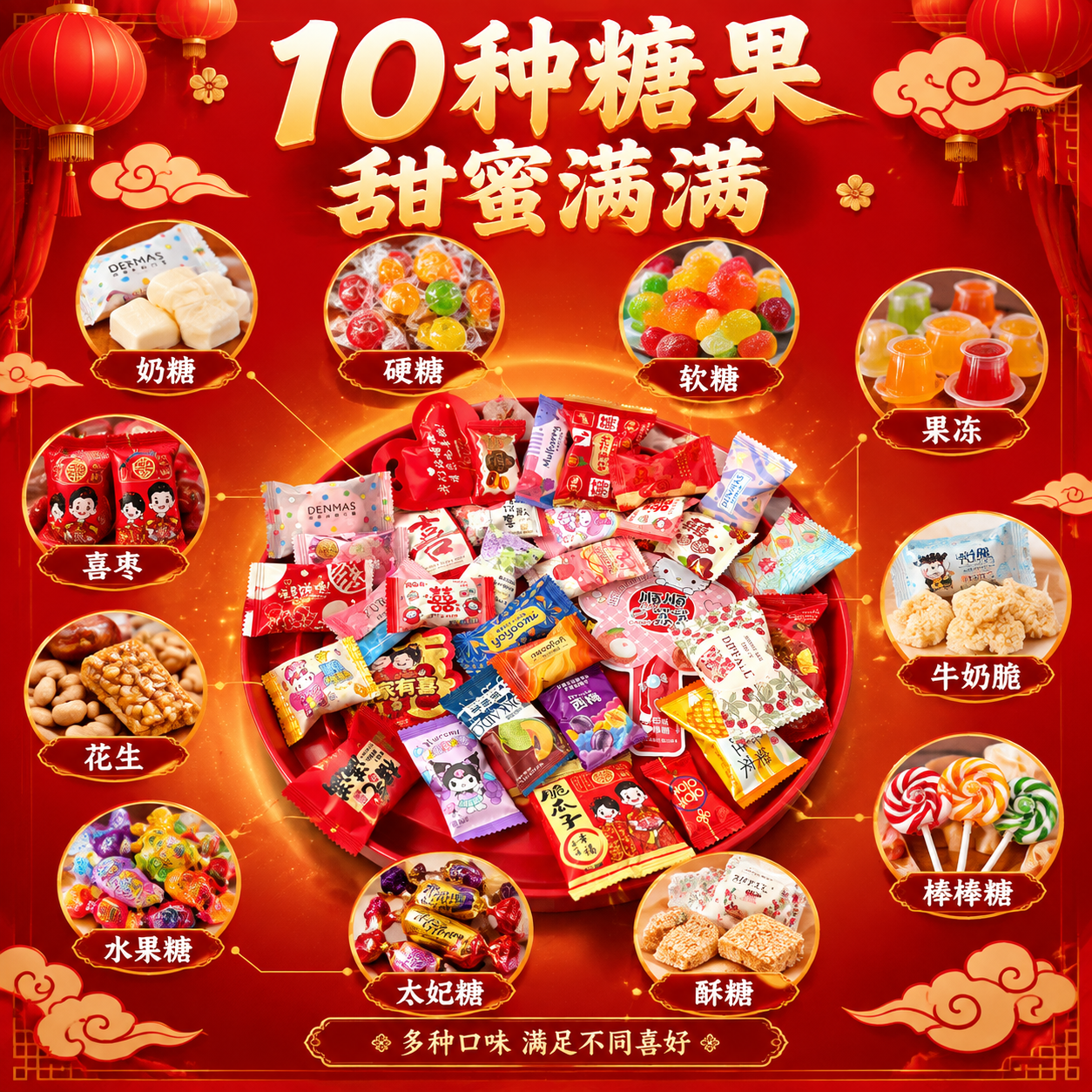[主图-3] 多种糖果种类展示图，突出糖果种类丰富、应有尽有。… - 图片创意预览