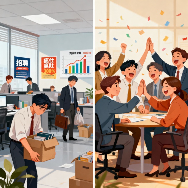 一张对比图。左边是“省下奖金”的结果（人心涣散、离职潮、招聘成本高）；右边是“花小钱办大事”的结果（团队凝聚、士气高涨）。预览效果