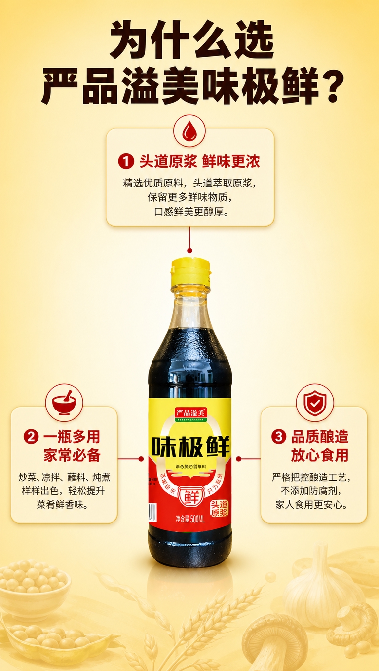 [商品] 使用【图1】严品溢美味极鲜酱油瓶；保留瓶身所有包装文… - 图片创意预览