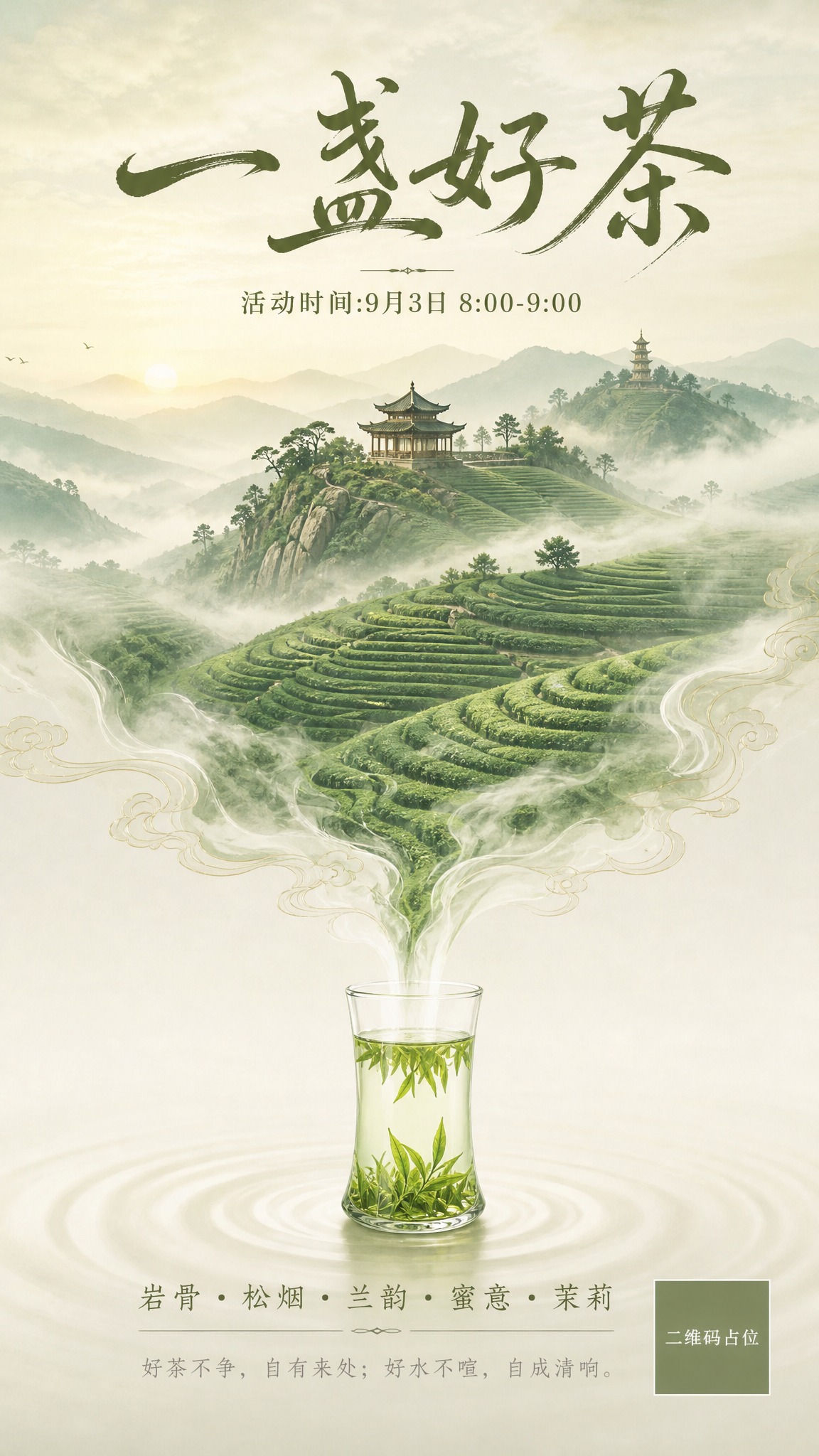 参考图风格复刻，保留版式骨架与东方禅意氛围，替换全部文案与装饰… - 图片创意预览