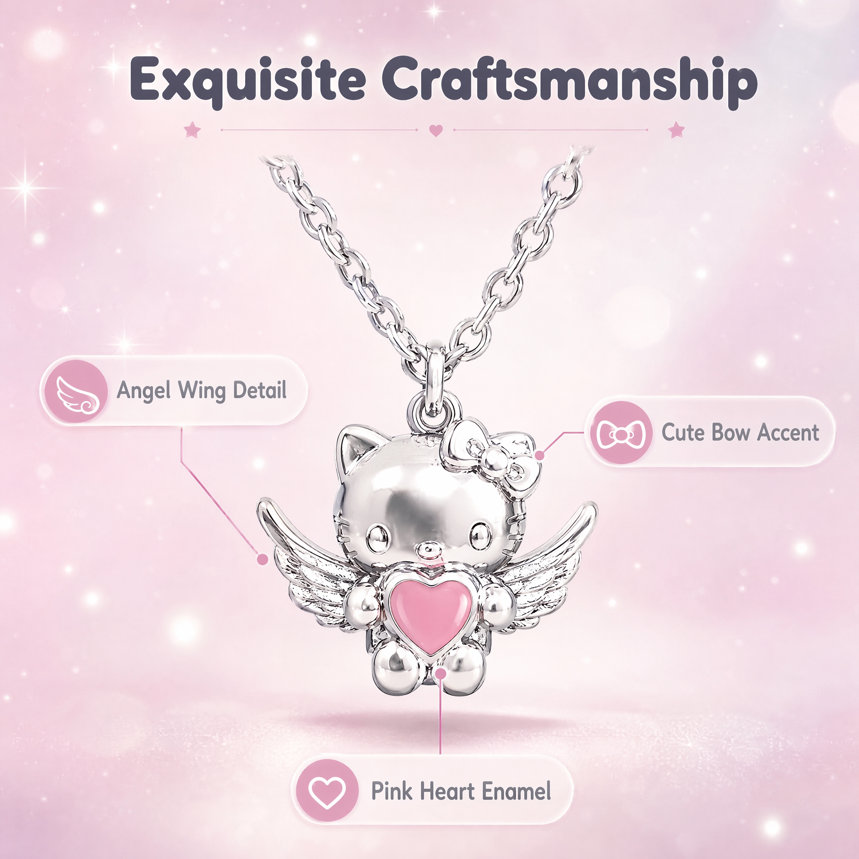 [商品] 使用【图1】Hello Kitty天使翅膀镀银项链；… - 图片创意预览