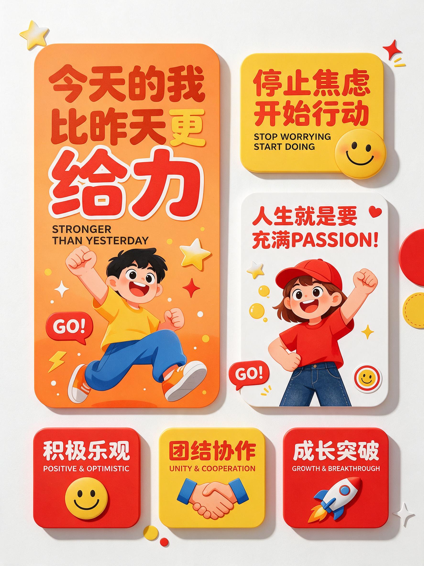 小红书官方风格办公室文化墙设计，年轻活泼多巴胺美学，红色系为主… - 图片创意预览