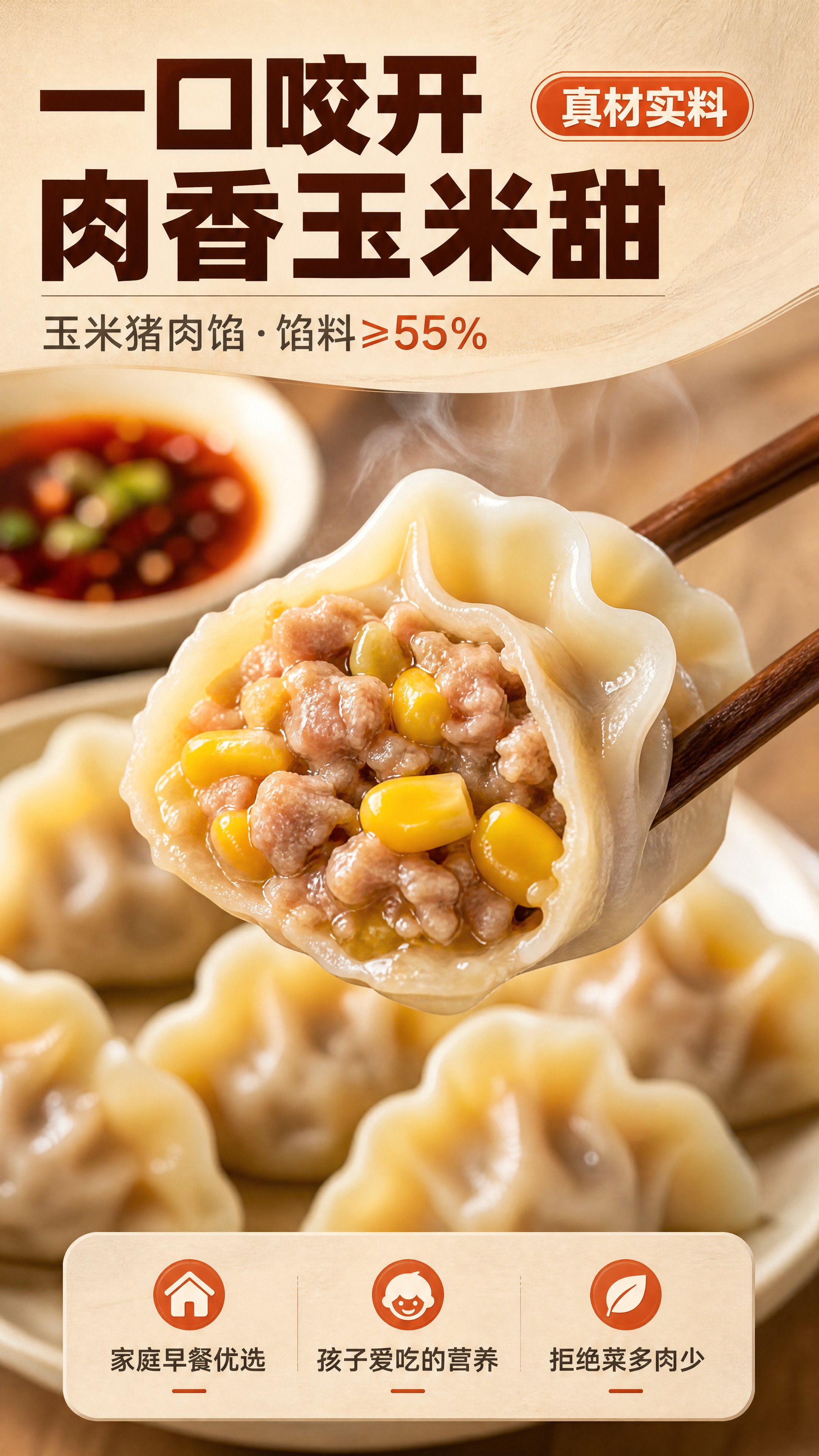 [商品] 使用【图2】玉米猪肉蒸饺；保留蒸饺褶皱花边、半透明白… - 图片创意预览