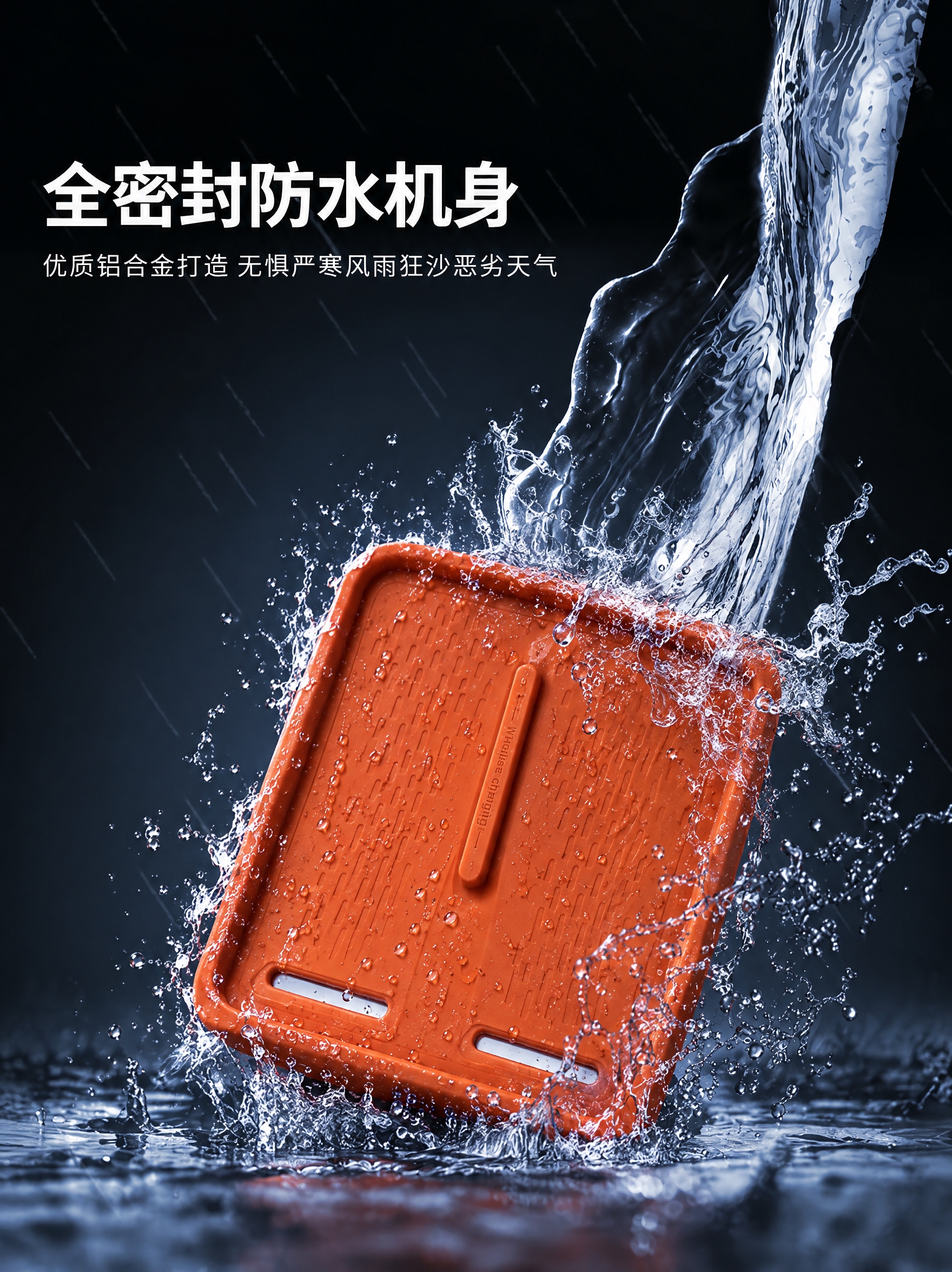 将图中的投影灯产品替换为图二的橙色硅胶无线充电托盘，保持原图的… - 图片创意预览