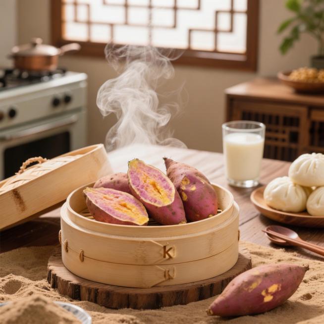 去掉这张图片中所有广告词和文字，只保留纯图片，优化地瓜画质，保留原有构图和地瓜场景，只去除文字内容，不改变整体画面预览效果