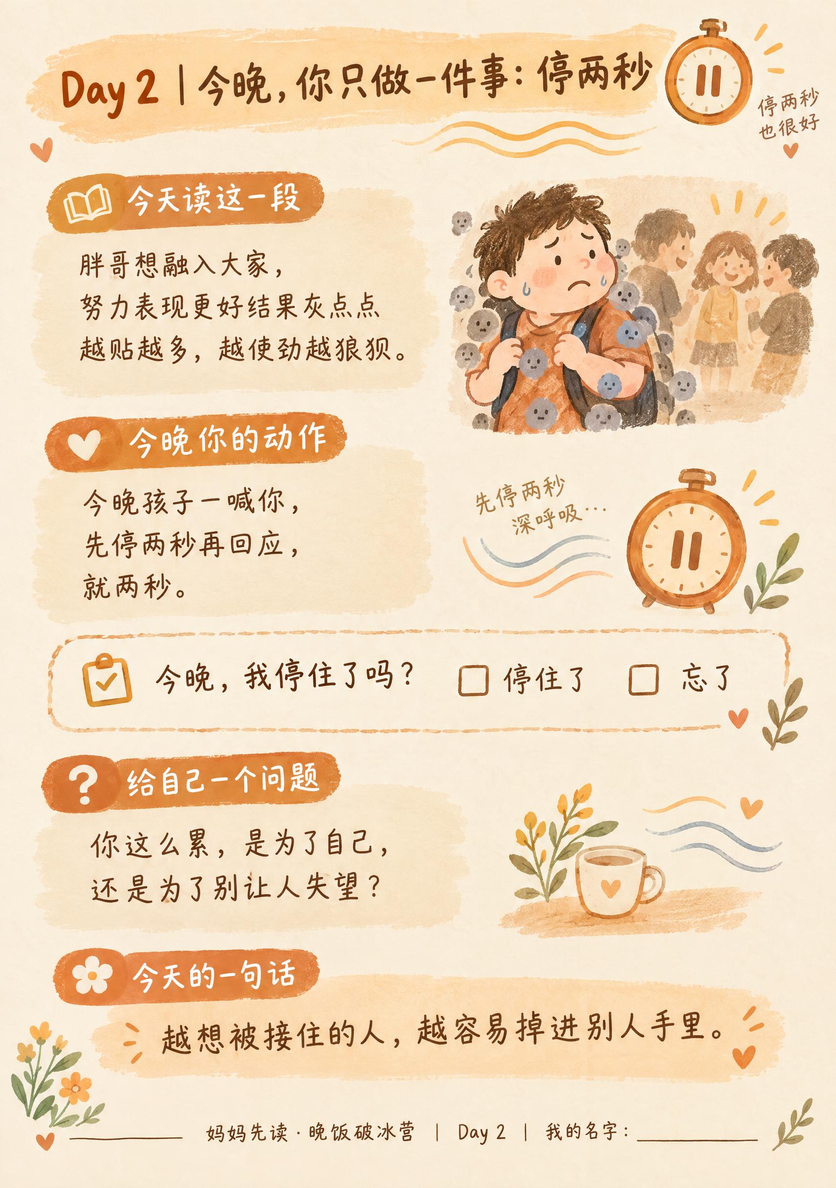 A5手册内页设计，温暖治愈手绘风格，Day 2页面。顶部大标题… - 图片创意预览