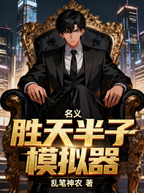 男频都市爽文小说封面，画面为冷峻帅气的黑发男性西装革履坐在奢华的宝座上，眼神锐利充满野心，背景是光影错落的现代都市摩天大楼夜景，整体风格为精致国漫插画。下方带小说标题字体，顶部小字标注“名义”，主标题预览效果