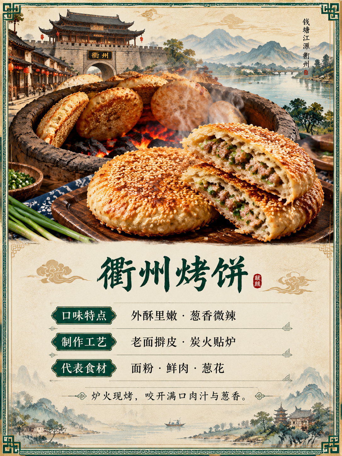 高质感国风新中式插画风格的竖版菜品菜单展示卡，3:4 竖构图。… - 图片创意预览