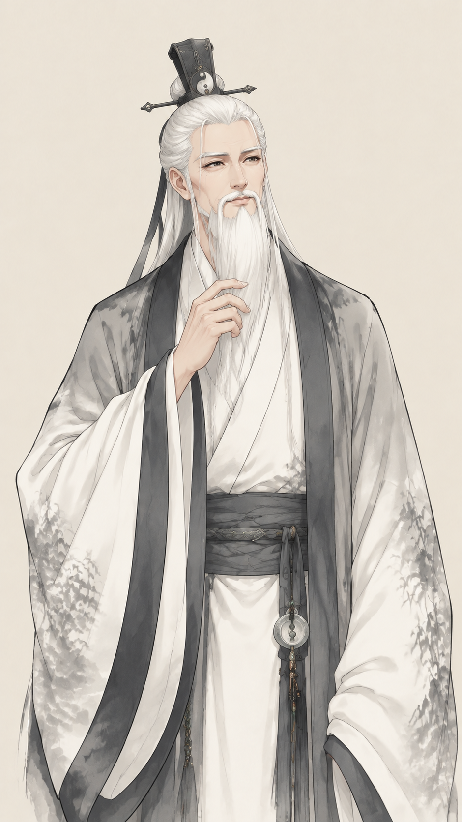 基于参考图中的老道长角色形象，生成一张表情动作图：老道长表情释… - 图片创意预览
