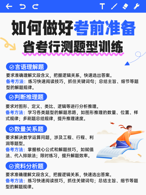 蓝色卡通省考考前准备知识分享小红书内页预览效果