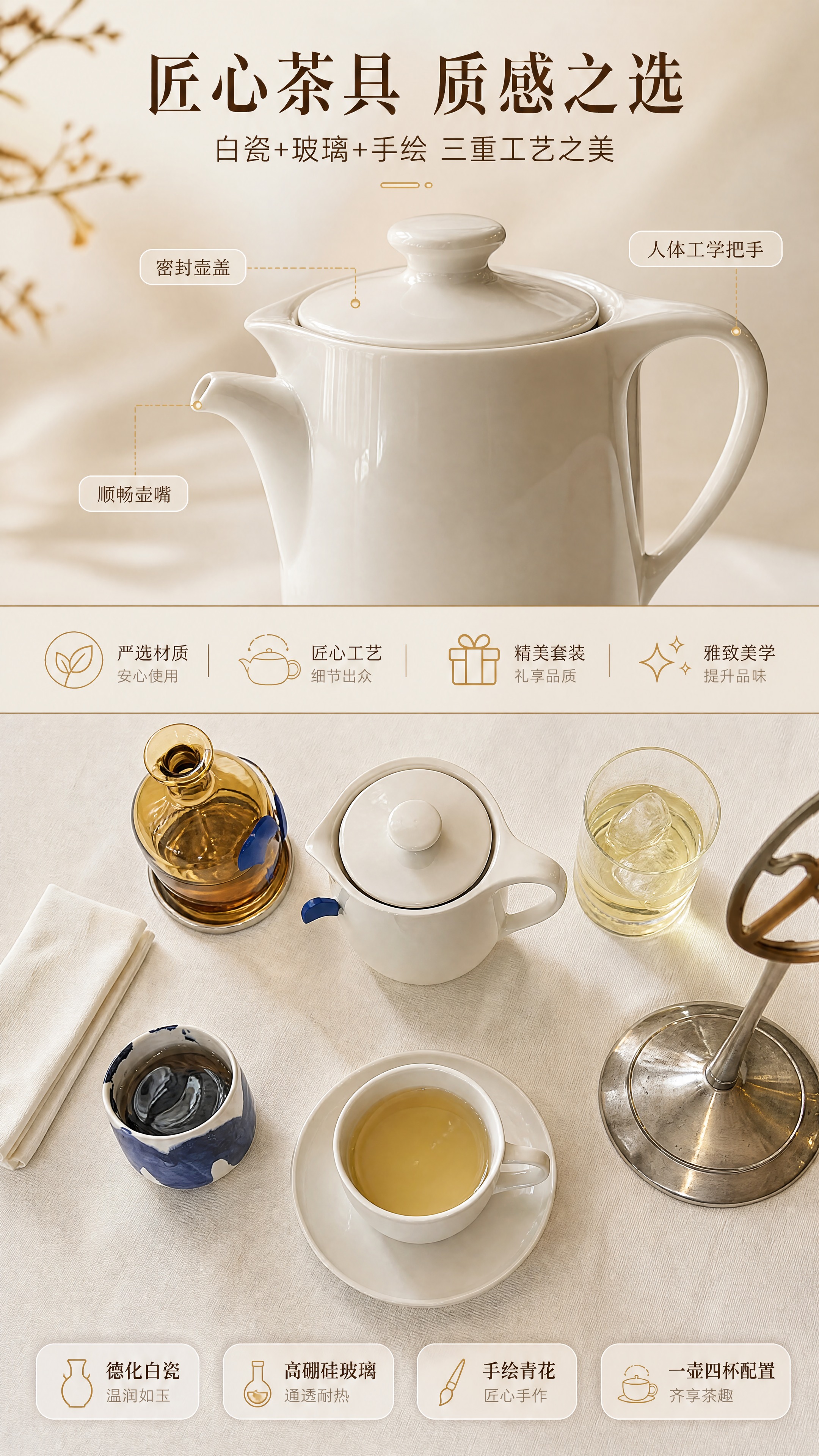 [商品] 使用【图1】整套茶具；保留白瓷茶壶的壶盖密封结构、壶… - 图片创意预览