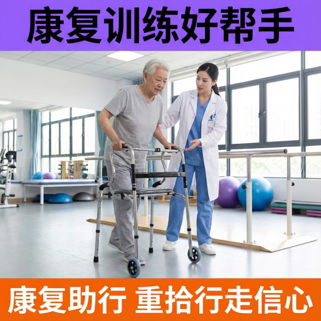 这张图片是产品主体这款产品是助行器  我需要设计20张主图在拼多多上面售卖    可以用 老年人行走 室内 室外 公园 等场景进行主图场景布局设计一个高级主图  一些主图文案内容  厂家直销 可推可坐预览效果