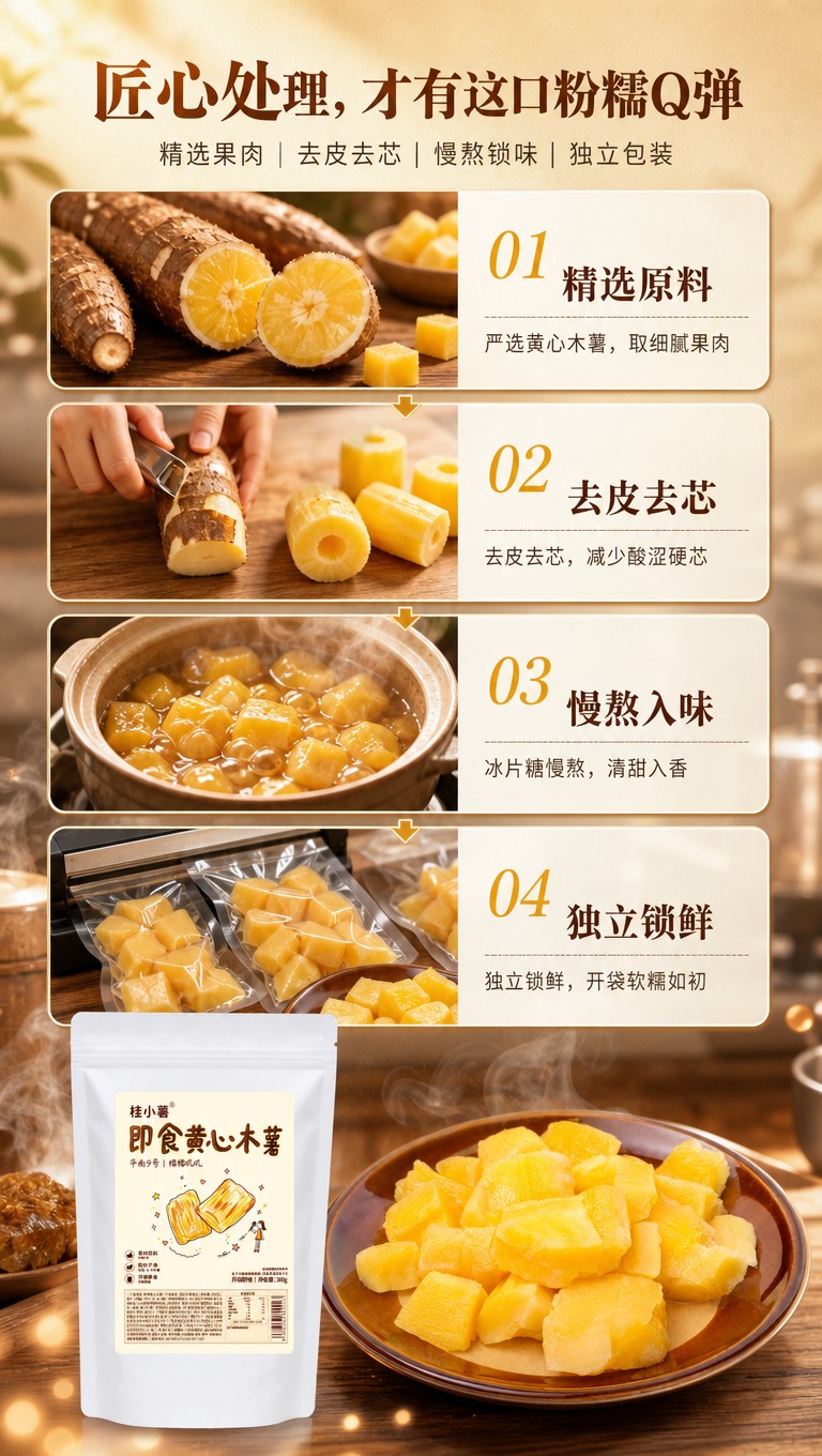 [商品] 使用【图1】桂小薯即食黄心木薯白色自立袋包装（保留品… - 图片创意预览