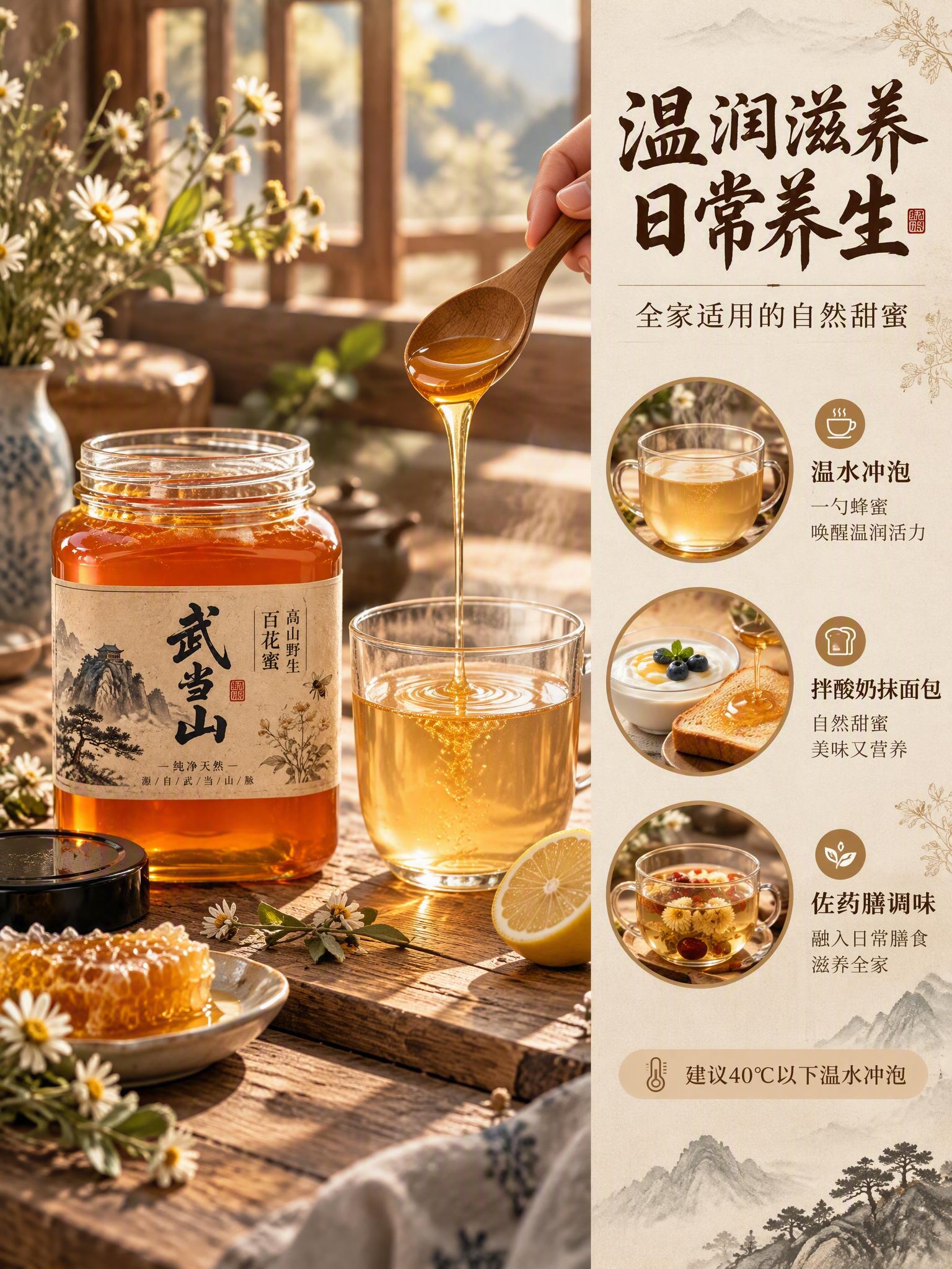 [商品] 使用参考蜂蜜罐产品图；保留方形玻璃罐、黑色旋盖、琥珀… - 图片创意预览