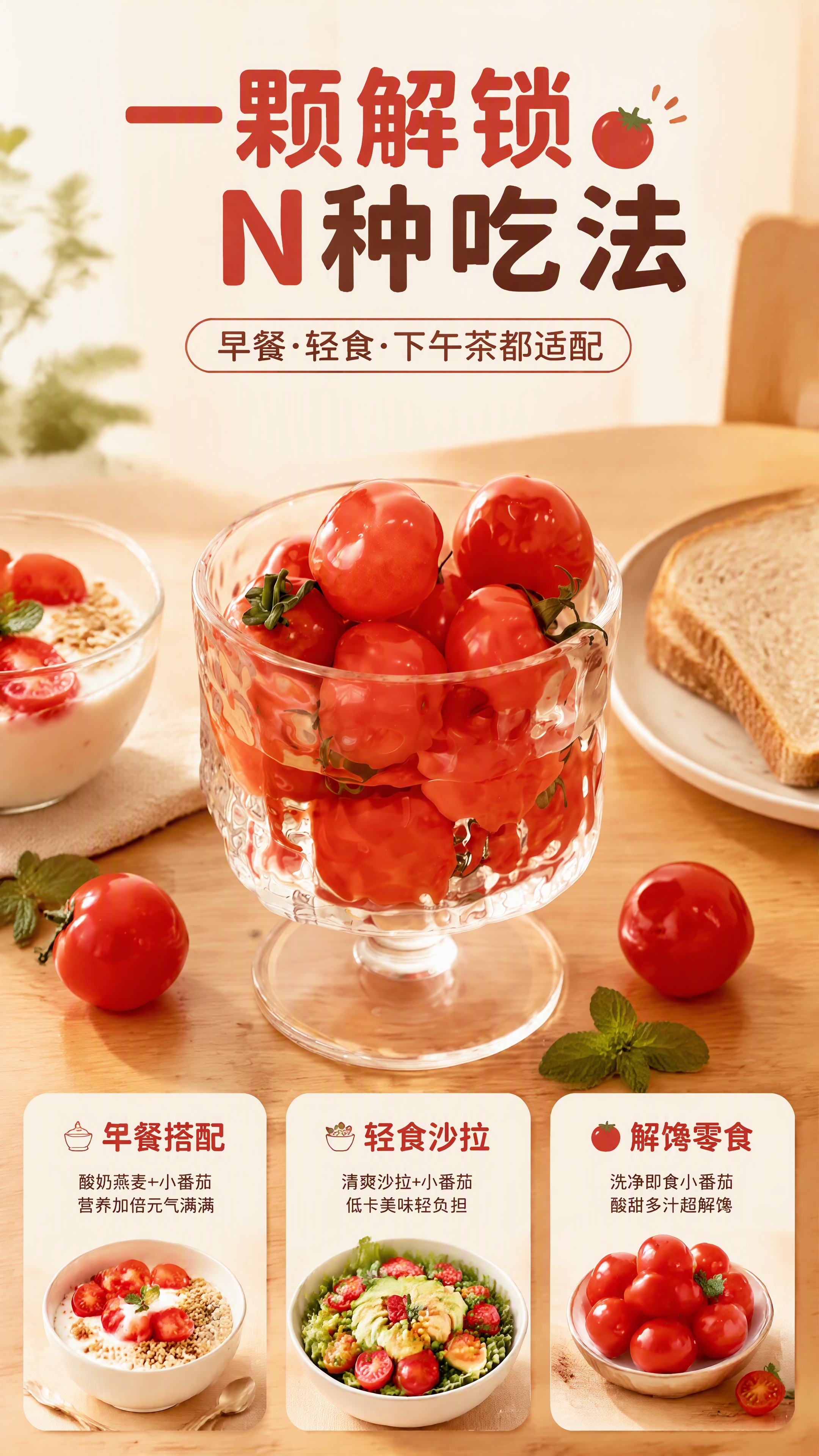 [第5张] 场景种草-春桃小番茄多种吃法场景。本张使用【图4】… - 图片创意预览