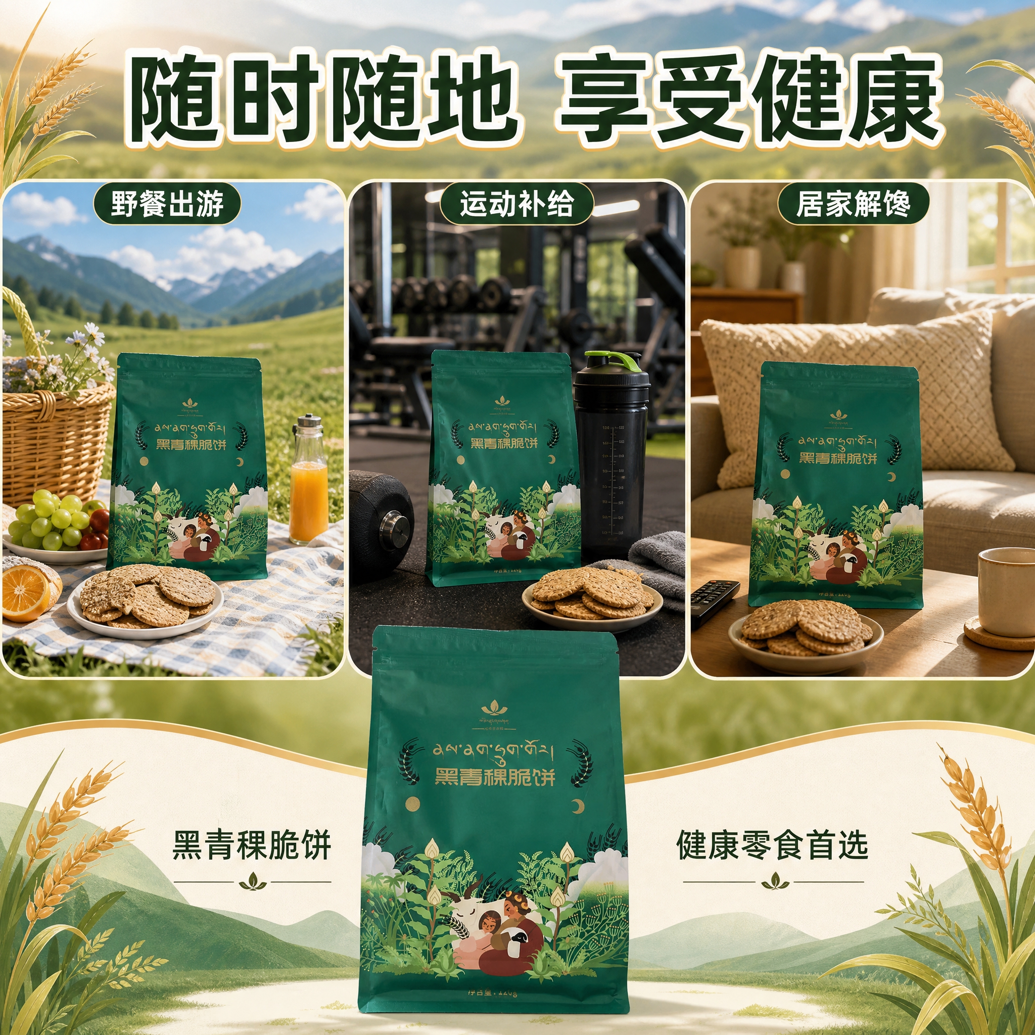 [主图-6] 黑青稞脆饼多场景适用与推荐图，拓展使用场景，促进… - 图片创意预览