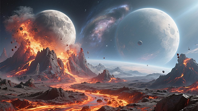 帮我生成50张关于月亮或者星球的图片