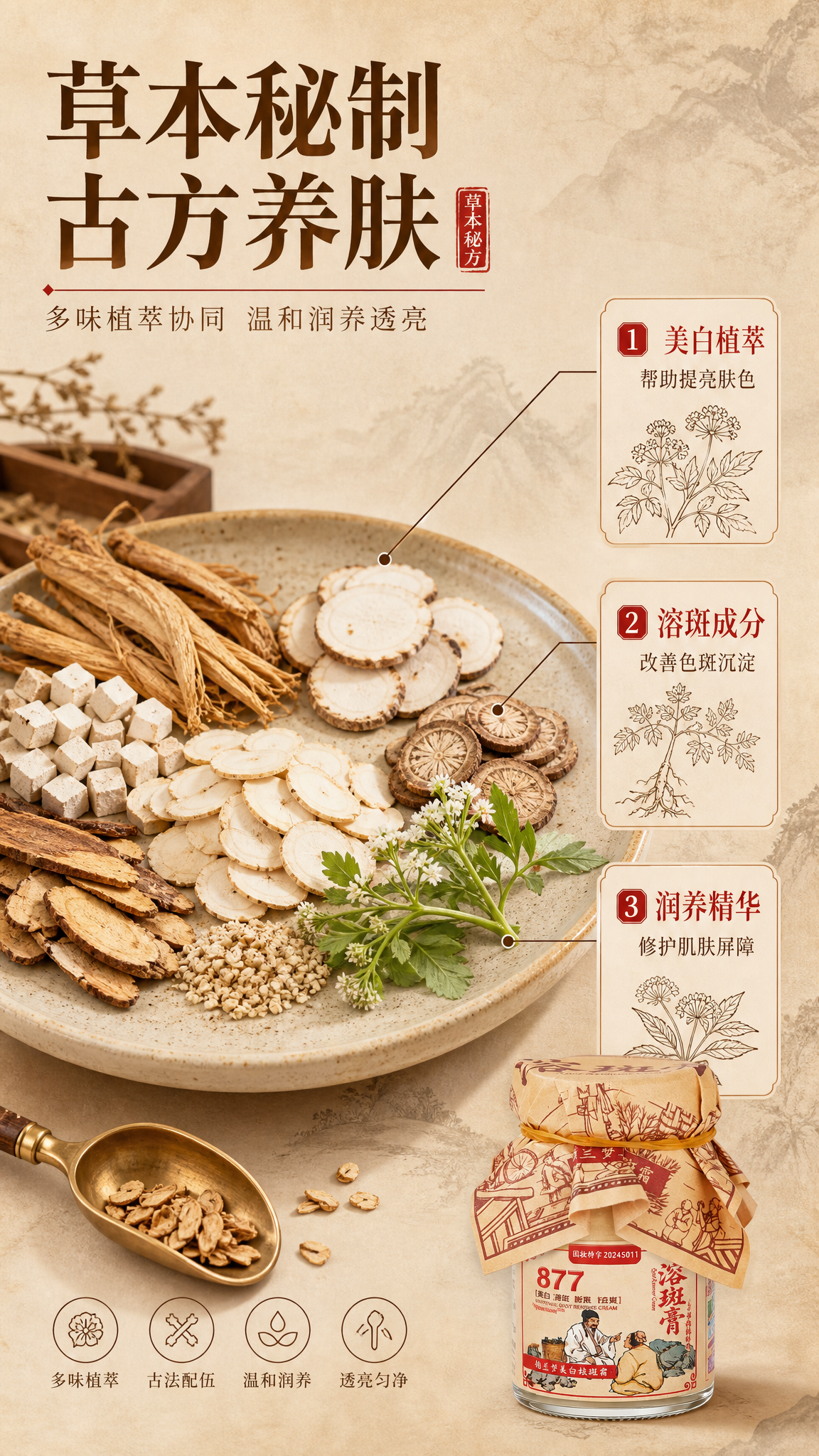 [商品] 本页为成分机理专页，以草本原料大图和机理示意为主，产… - 图片创意预览