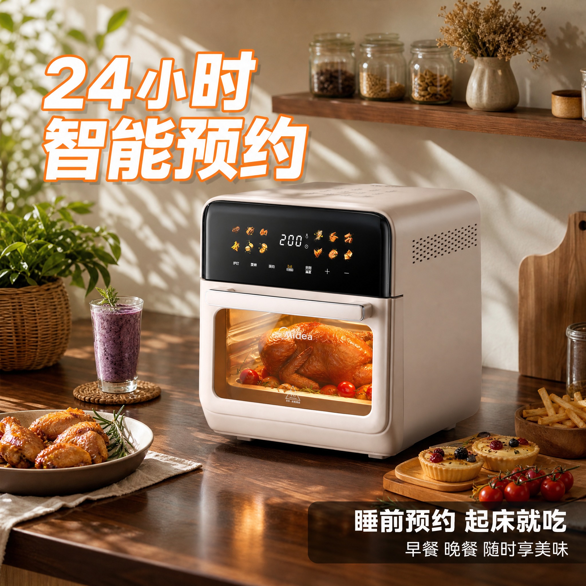 [主图-4] 主题：真实厨房使用场景，展示24小时预约功能与日… - 图片创意预览