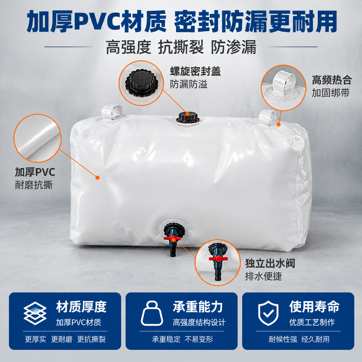 [主图-2] 核心亮点图，主题为加厚PVC材质与密封防漏结构展… - 图片创意预览