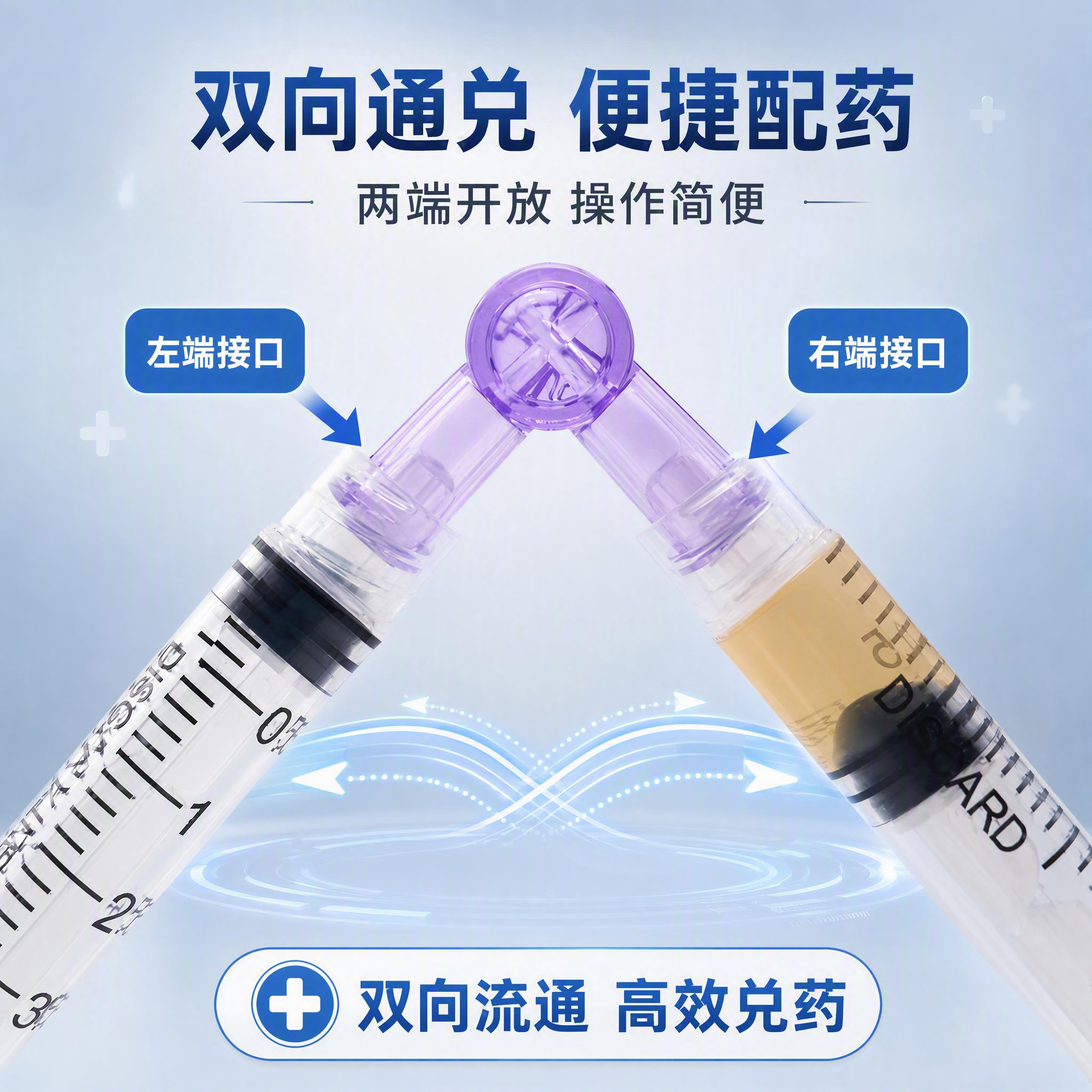基于参考图重新设计一张医用兑药接头产品卖点说明图，保持大体内容… - 图片创意预览
