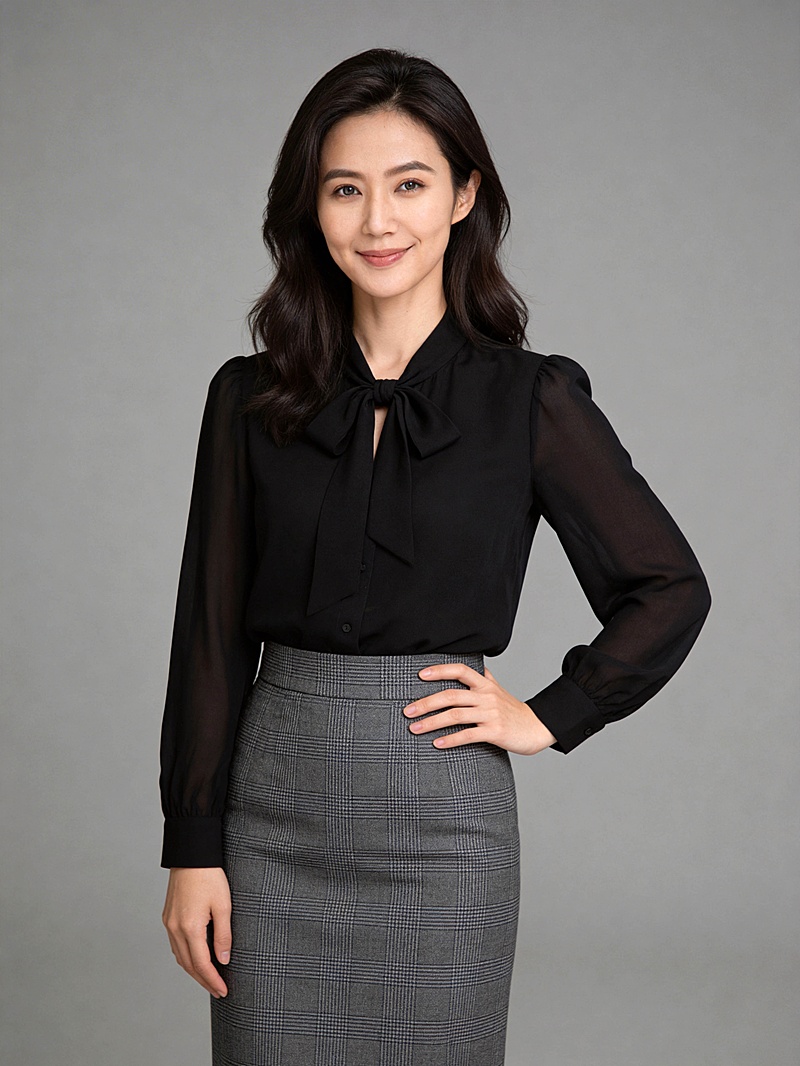 房产中介黑色上衣女性职业形象照