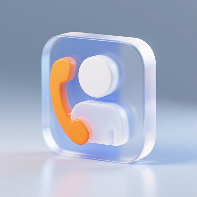 科技感十足的3D玻璃风图标，融合轻拟物设计，清透质感展现未来感通话界面。