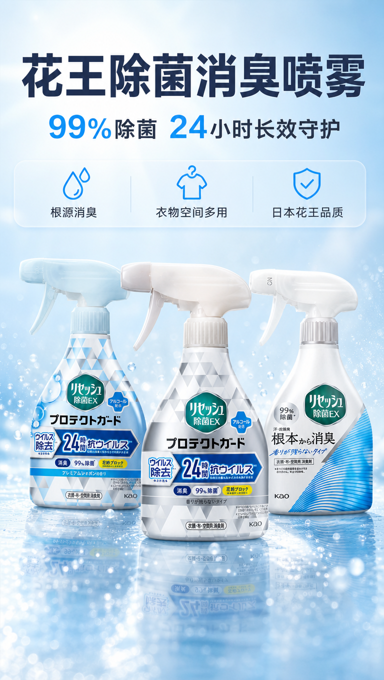 [商品] 使用【图1】花王除臭芳香喷雾三瓶（左款蓝色瓶盖蓝色皂… - 图片创意预览