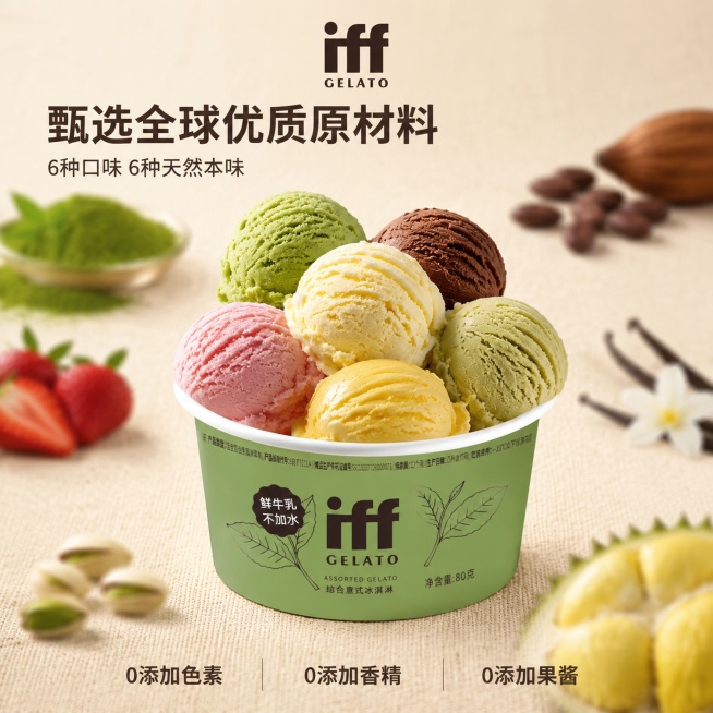 使用电商主图技能生成1张比例1:1的电商主图，适配平台为淘宝/天猫，商品为「图片1」「图片1」「图片1」「图片1」「图片1」「图片1」，商品卖点为主标题：甄选全球优质原材料 副标题：6种口味，6种天然预览效果