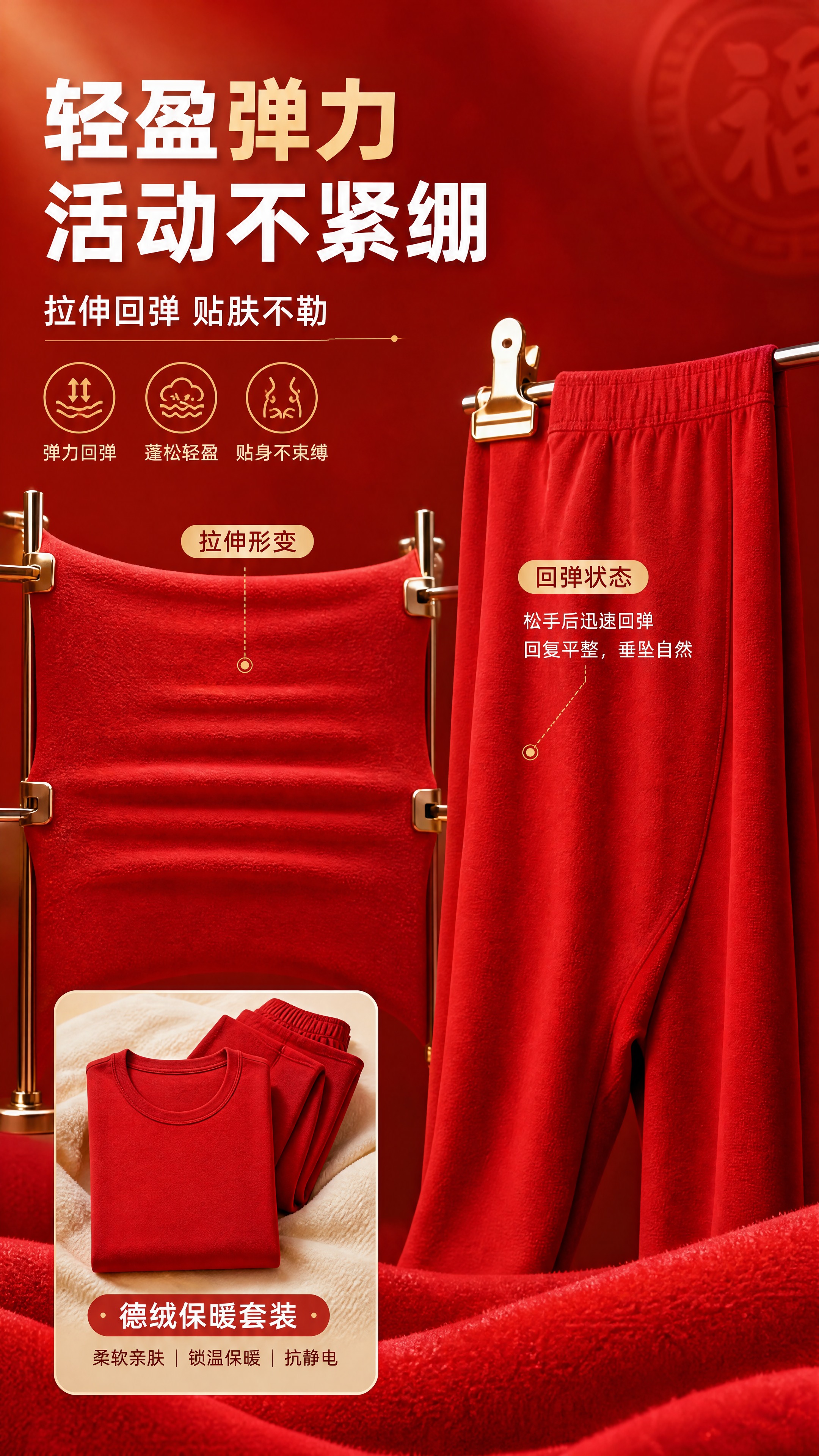 [商品] 使用【图1】中的红色德绒保暖秋衣秋裤套装；商品处理：… - 图片创意预览