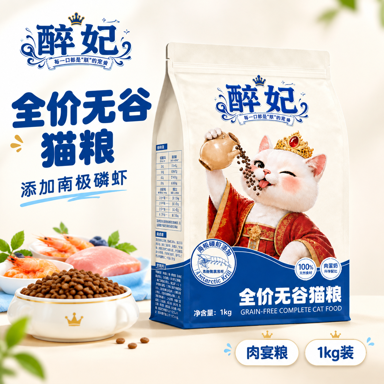 [主图-1] 产品首图 点击率图 展示醉妃全价无谷猫粮1kg装… - 图片创意预览