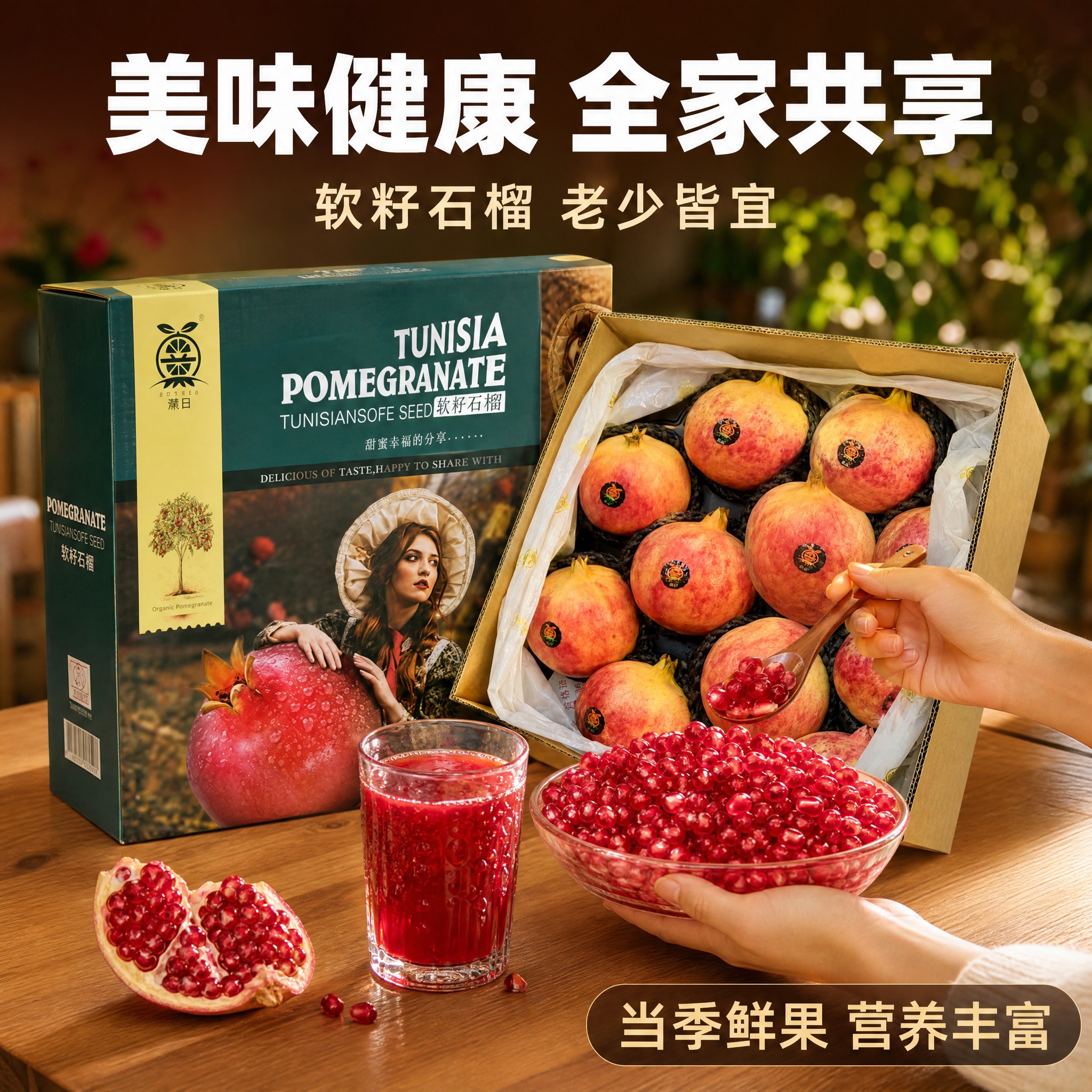 [主图-4] 场景体验 家庭餐桌享用软籽石榴生活场景。 [统一… - 图片创意预览