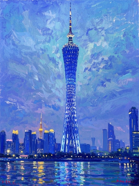 广州塔，淡蓝色预览效果