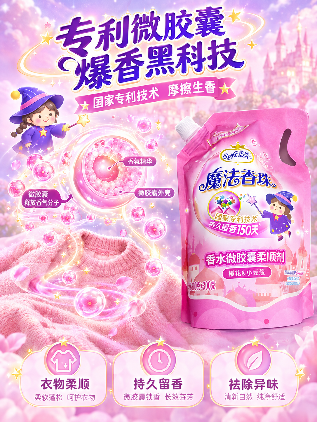 [主图-2] 核心卖点 专利微胶囊留香技术 效果证明 [统一基… - 图片创意预览
