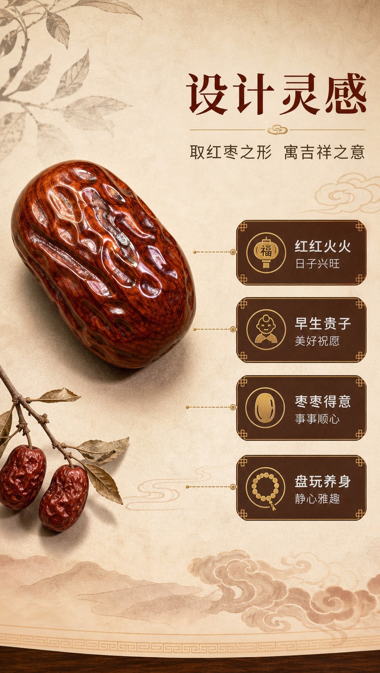 [商品] 使用【图1】红枣手把件；保留红枣造型、实木材质、红棕… - 图片创意预览
