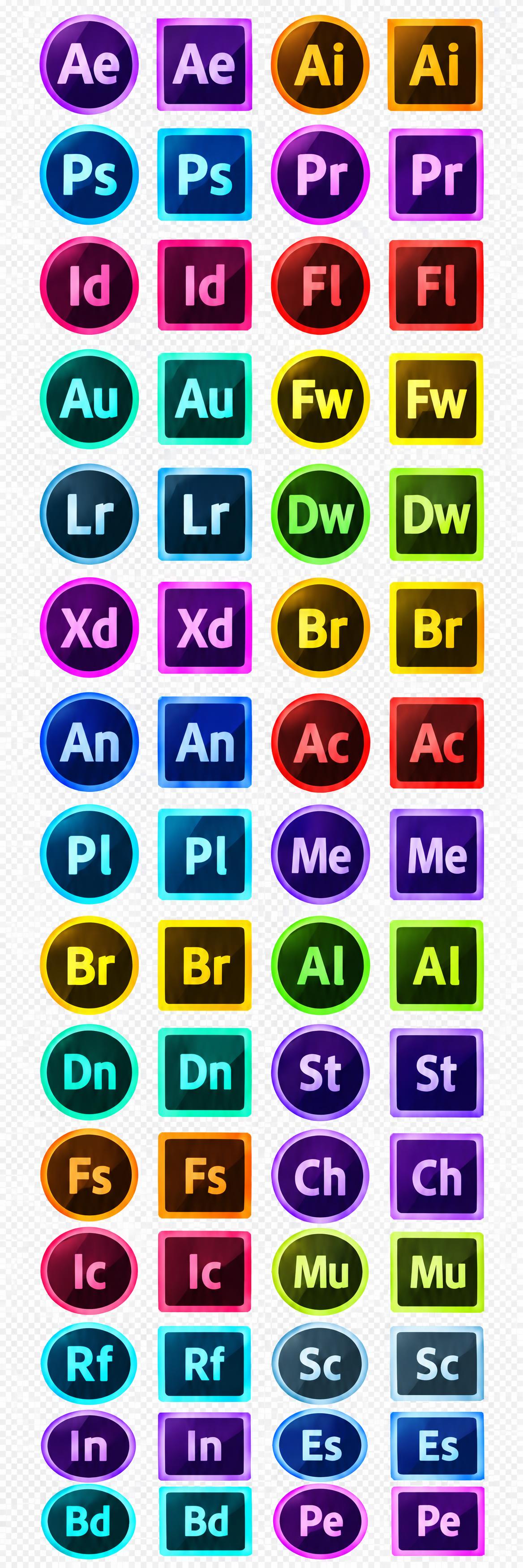 参考图中的Adobe系列软件图标风格，重新生成一整套设计软件图… - 图片创意预览