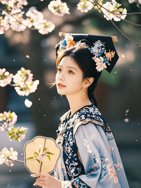 一个女生，樱花树下，古装预览效果